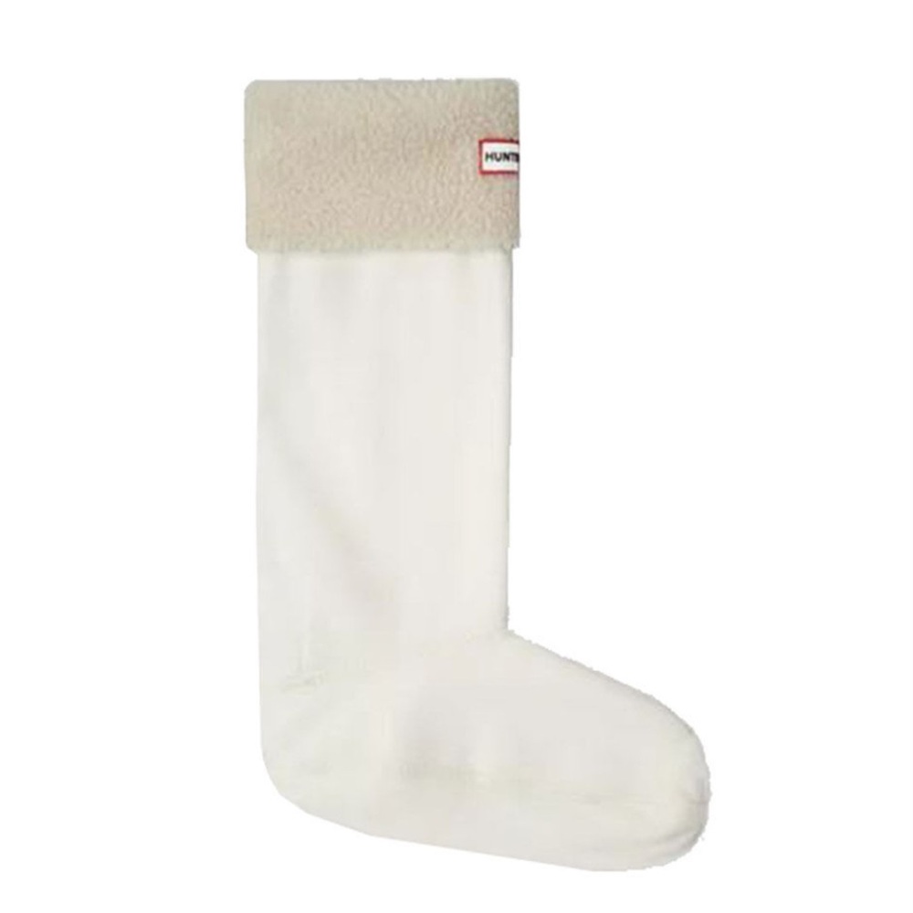 Hunter Ivory Sheepy Fleece Cuff Boot Socks NEW LARGE